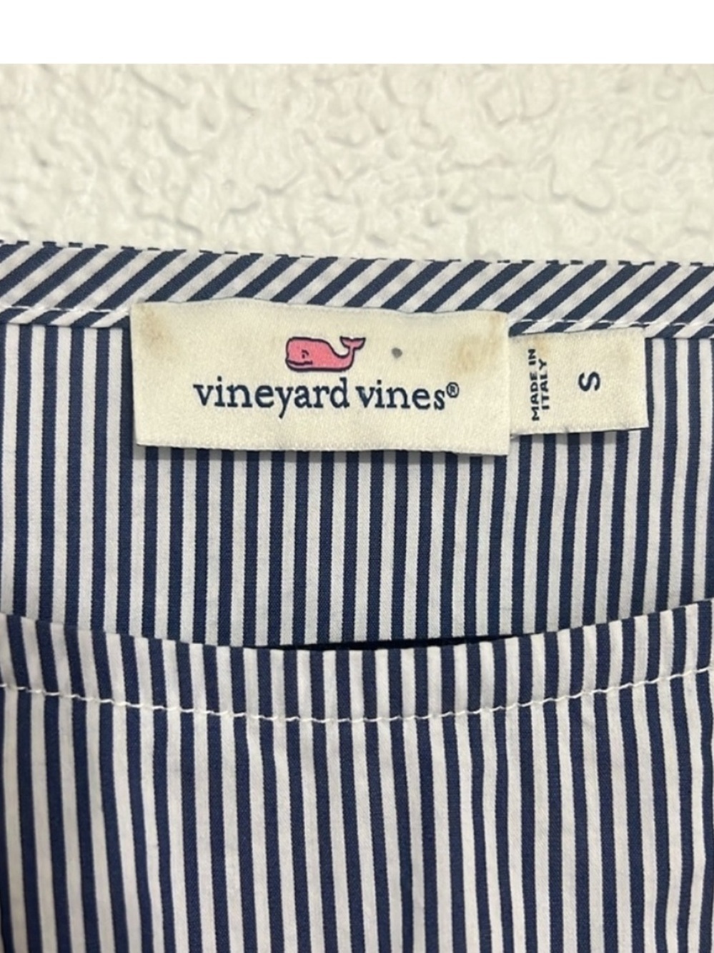 Vineyard Vines Blue White Stripe Smocked Waist Fit & Flare Mini Dress - Picture 12 of 12